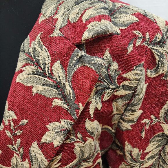 First Option Vintage 90s Red Gold Funky Floral Paisley Brocade Blazer, X-Large - Picture 3 of 12